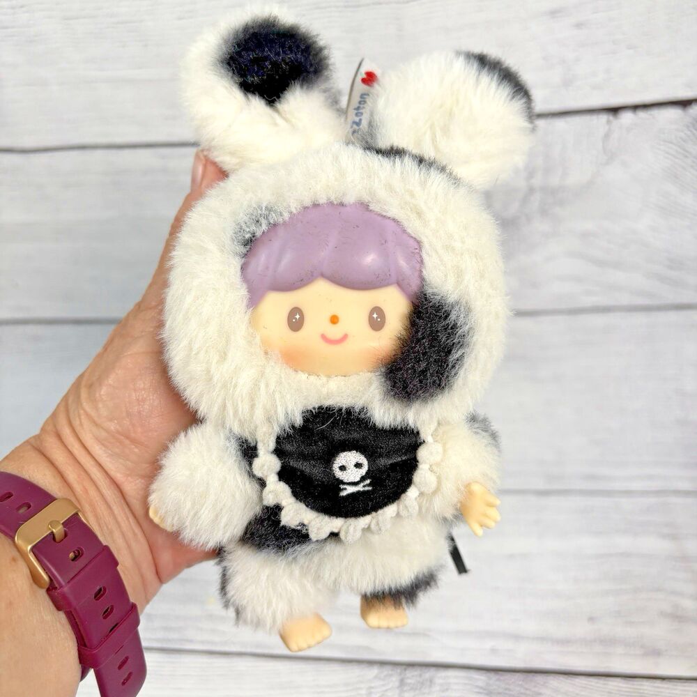 zZoton Delicious Bunny Series Plush Toy Figure Pendant Black White Purple Hair